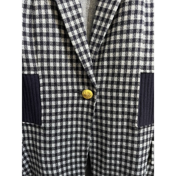 Cabi Checkup Blazer Spring Navy Blue Women's Size Medium Stretch Plaid - Picture 2 of 4